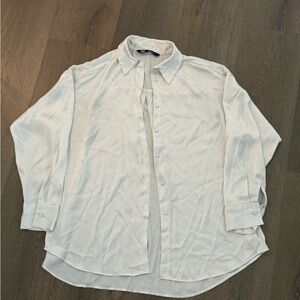 Zara Cream Button-Down Silk Blouse
